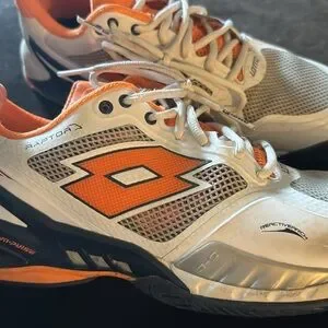 Lotto men’s sneaker tennis shoes in white with bright orange accents Men main image 3